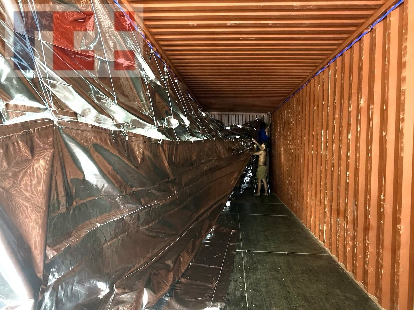 Warehouse forklift moving palletized bulk bags